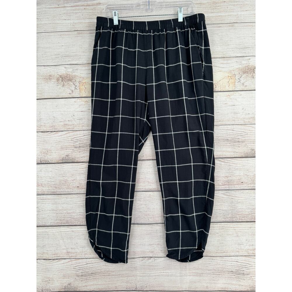Marine Layer Striped Curve Hem Pull On Pants Womens XL Black Gray‎